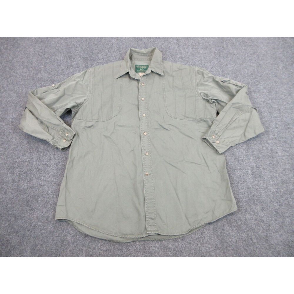 VINTAGE‎ Woolrich Shirt Mens Large Green Ducks Unlimited Hunting Shooting